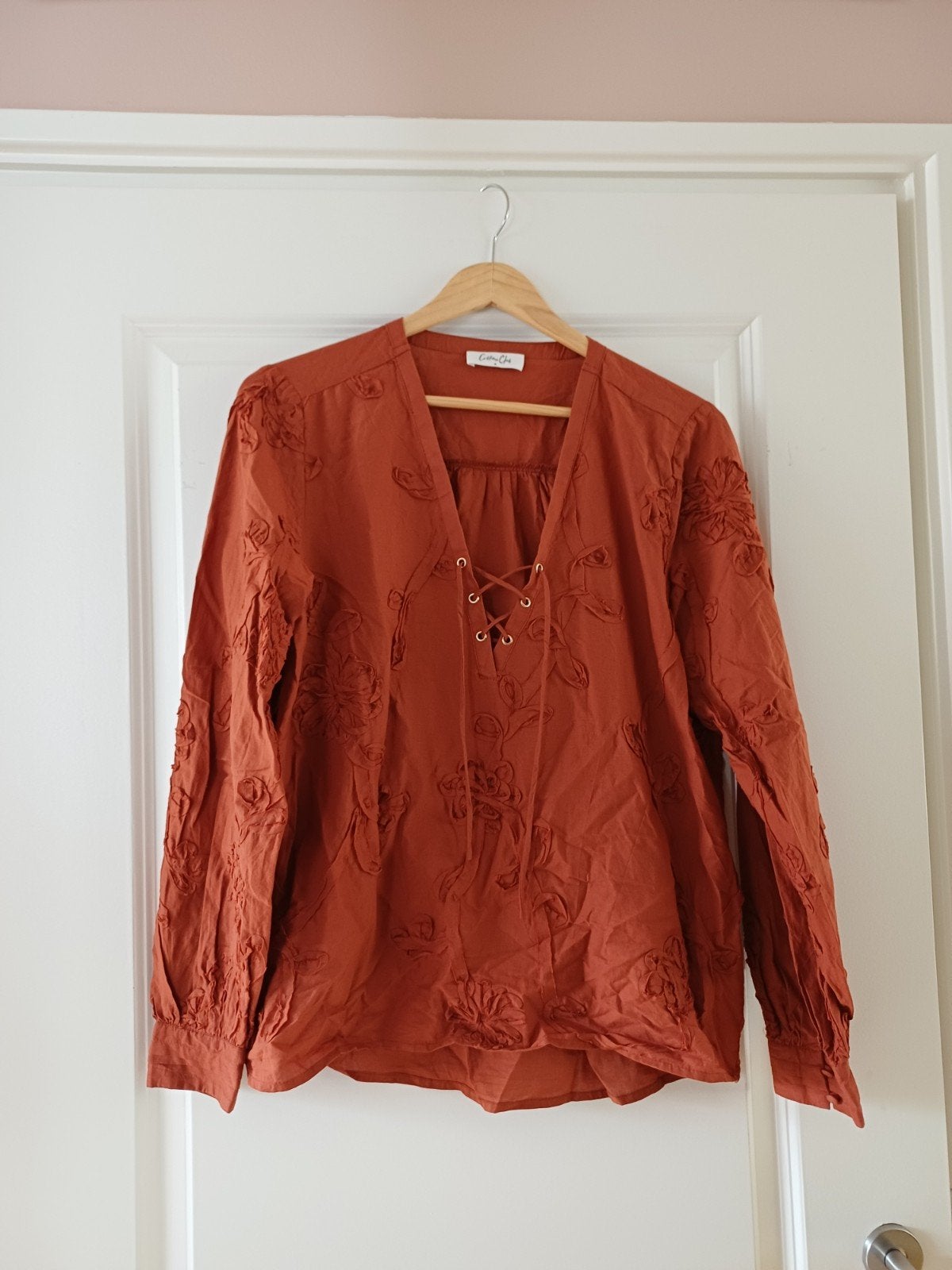 Blouse met rijke borduursels Maat m Terra, Bruin, Maat 42/44 (L), Ophalen of Verzenden, Zo goed als nieuw