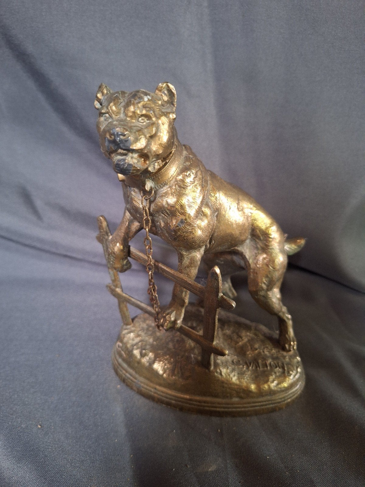 Messing hond van C. Valton - 20 x 15 cm, Minder dan 20 cm, Gemerkt, Ophalen of Verzenden, Zoogdier