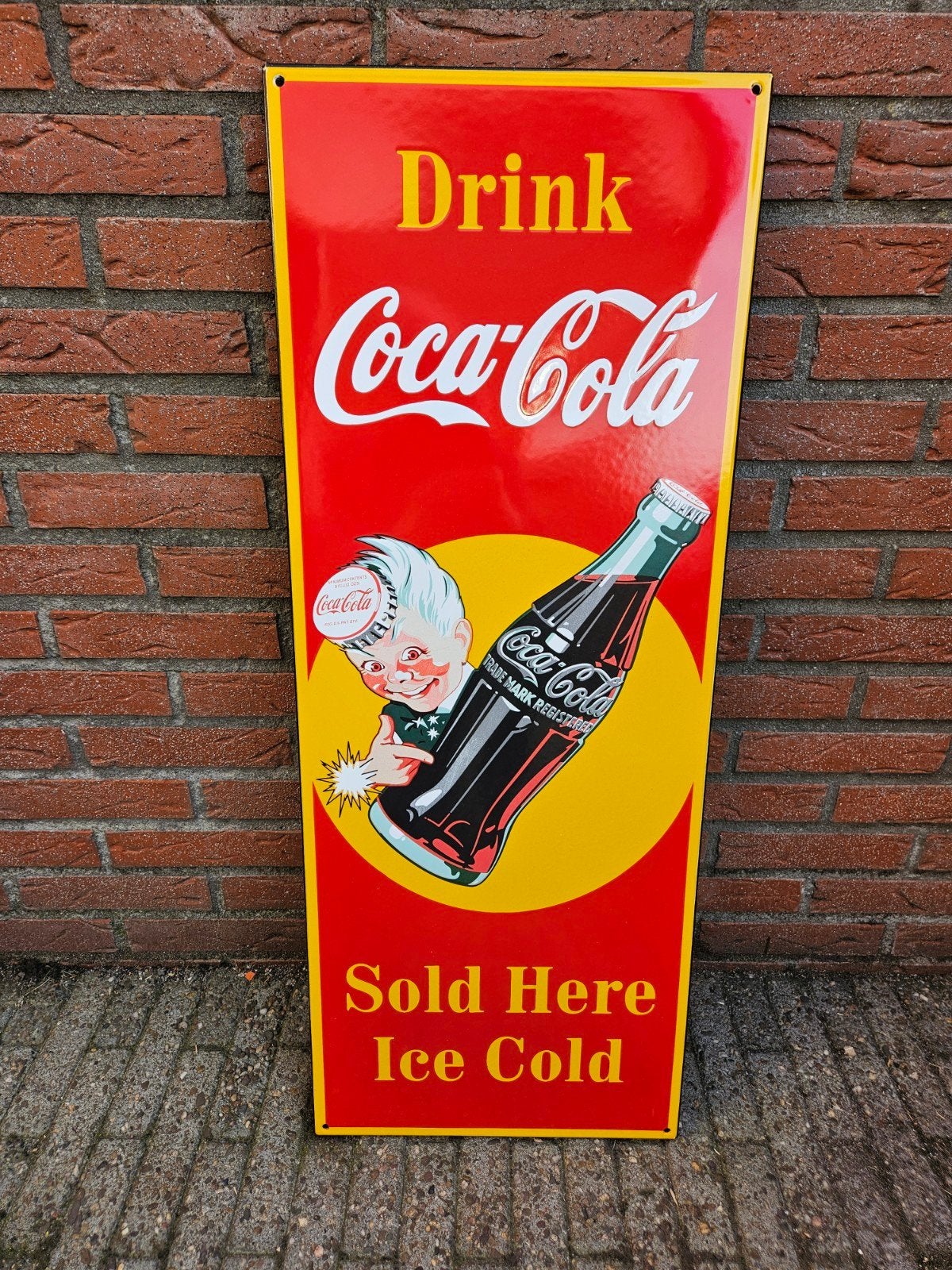 EMAILLE  COCA COLA OF MERCEDES BORDEN VOOR MANCAVE, Ophalen, Nieuw, Reclamebord