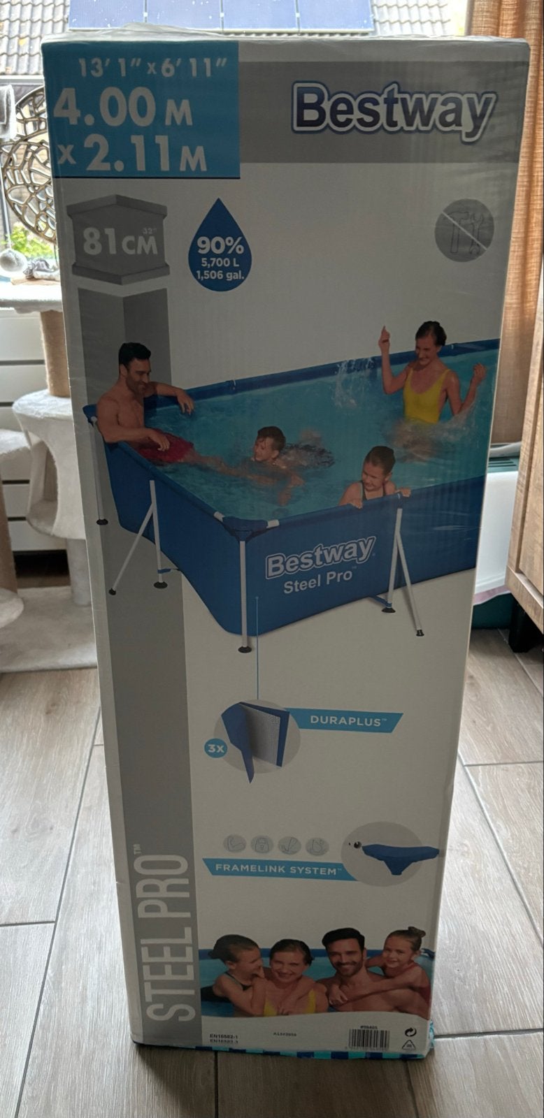 Bestway Steel Pro Opzetzwembad 4.00 x 2.11 x 0.81m, Ophalen, 200 tot 300 cm, 80 tot 120 cm, Nieuw