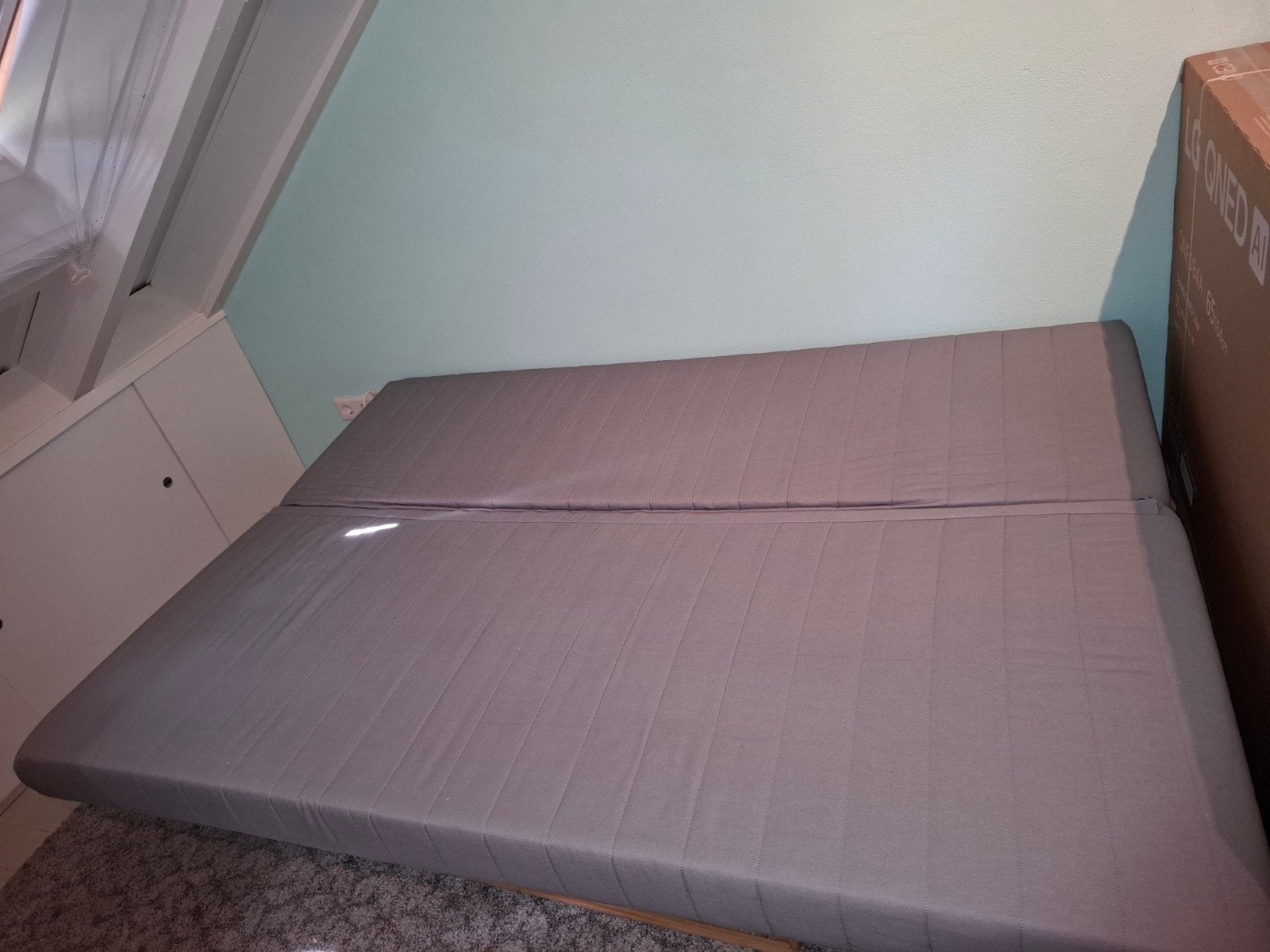 Ikea bedbank biddinge, Gebruikt, Tweepersoons, 200 cm, Grijs