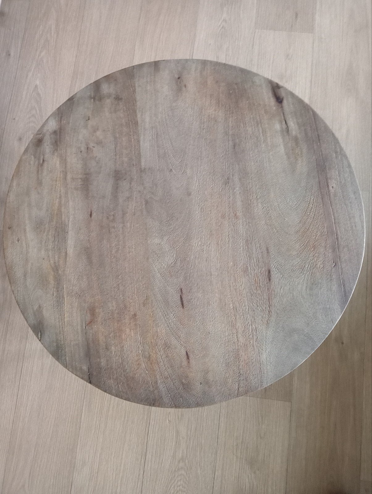 bijzettafel industrieel accaciahout, Ophalen, Zo goed als nieuw, Rond, 55 tot 75 cm
