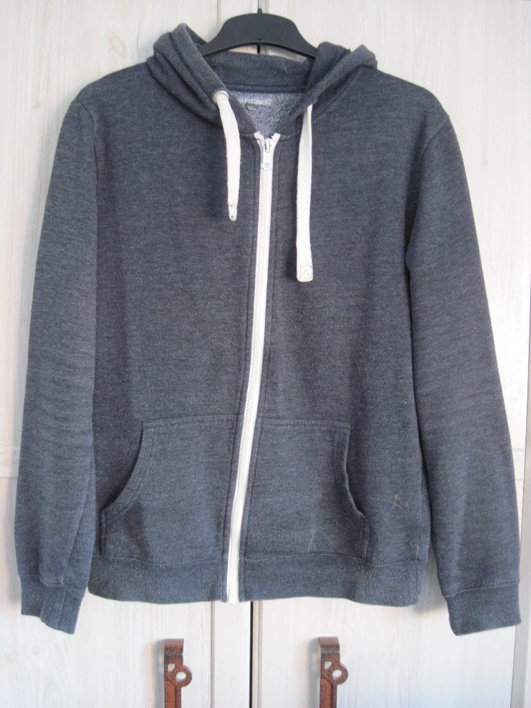 Sweatvest met capuchon Mt M, Ophalen of Verzenden, Gedragen, Maat 48/50 (M), Blauw