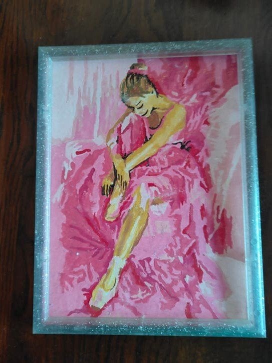 Schilderij: Danseres in roze, Ophalen of Verzenden