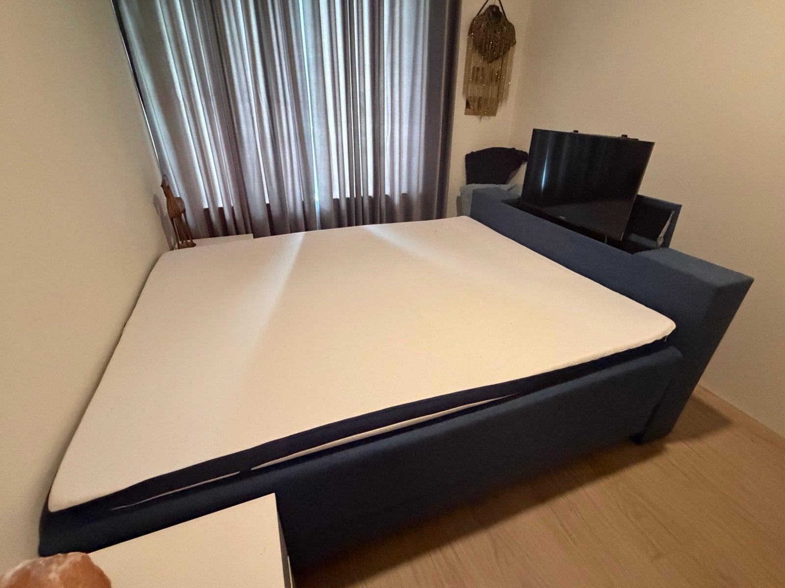 Swiss Sense Boxspring 160x200 -  Elektrisch verstelbaar + tv, Ophalen, Blauw, Tweepersoons, 200 cm