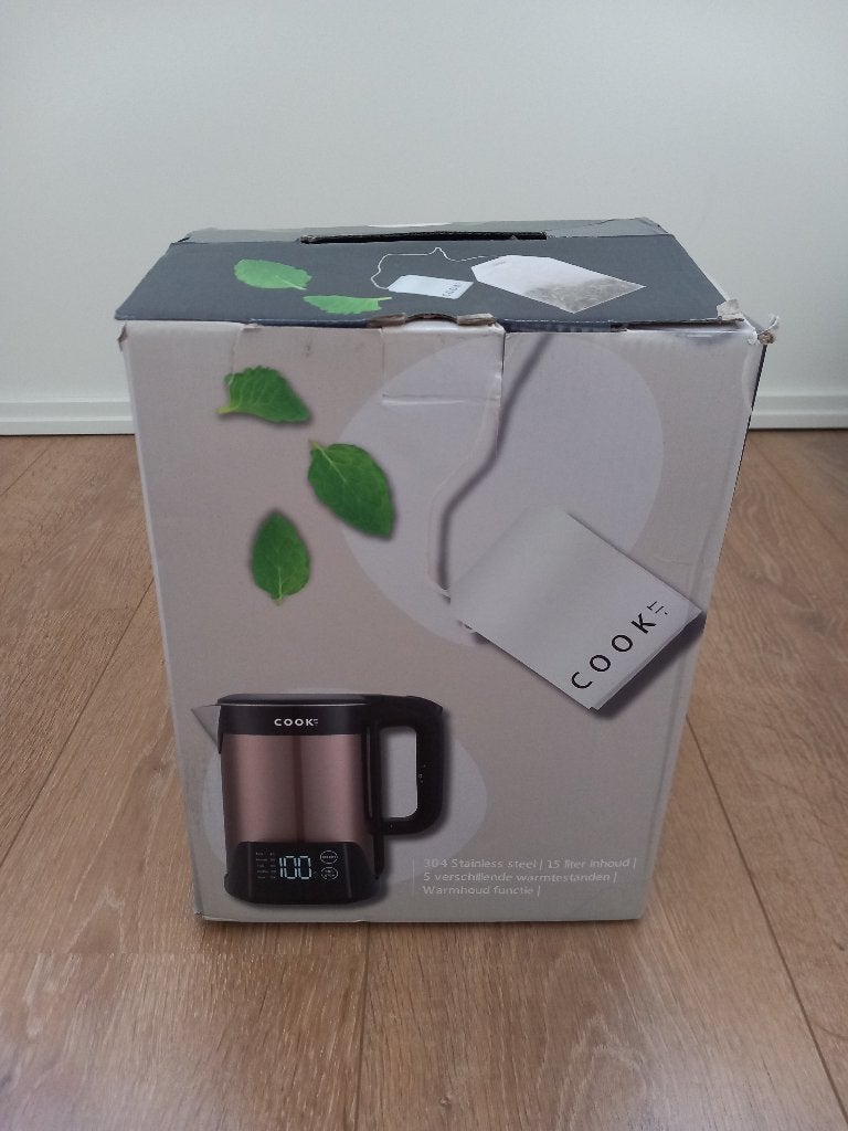 Cook-It digitale waterkoker 1,5 liter, Witgoed en Apparatuur, 1 tot 2 liter, Ophalen of Verzenden, Gebruikt, Rvs