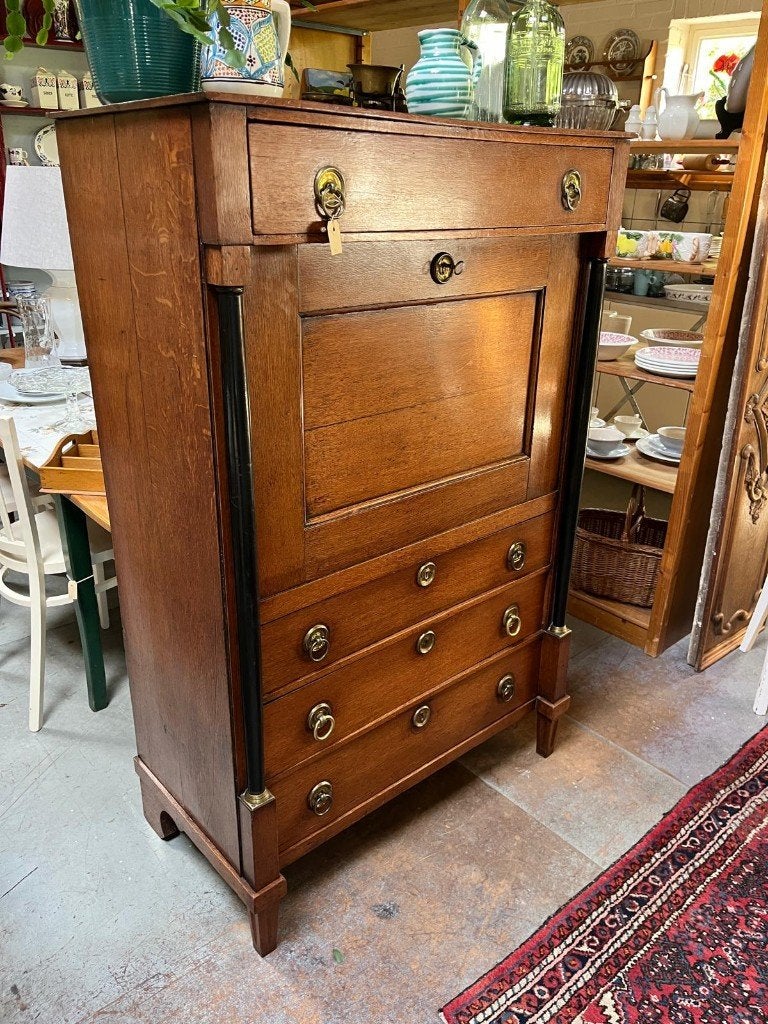 7) Antieke Hollandse Empire klepsecretaire., Ophalen, Gebruikt, Onbekend, Antiek, Klassiek