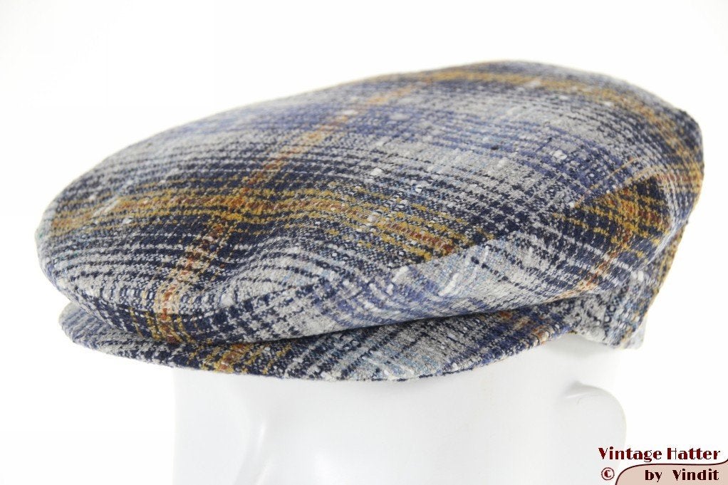 Platte pet Borsalino Doria blauw grijs wol mix +drukknoop 55, Borsalino - Doria, Nieuw, Ophalen of Verzenden, Pet