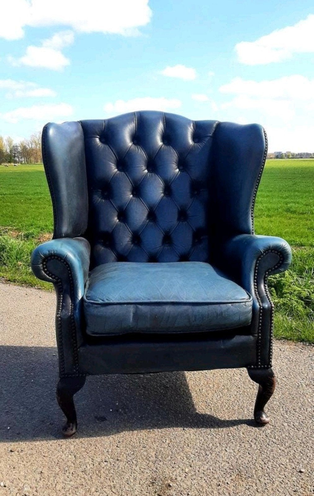 Chesterfield Stoel - (Queen Anne Wing / Regal Blue), Ophalen