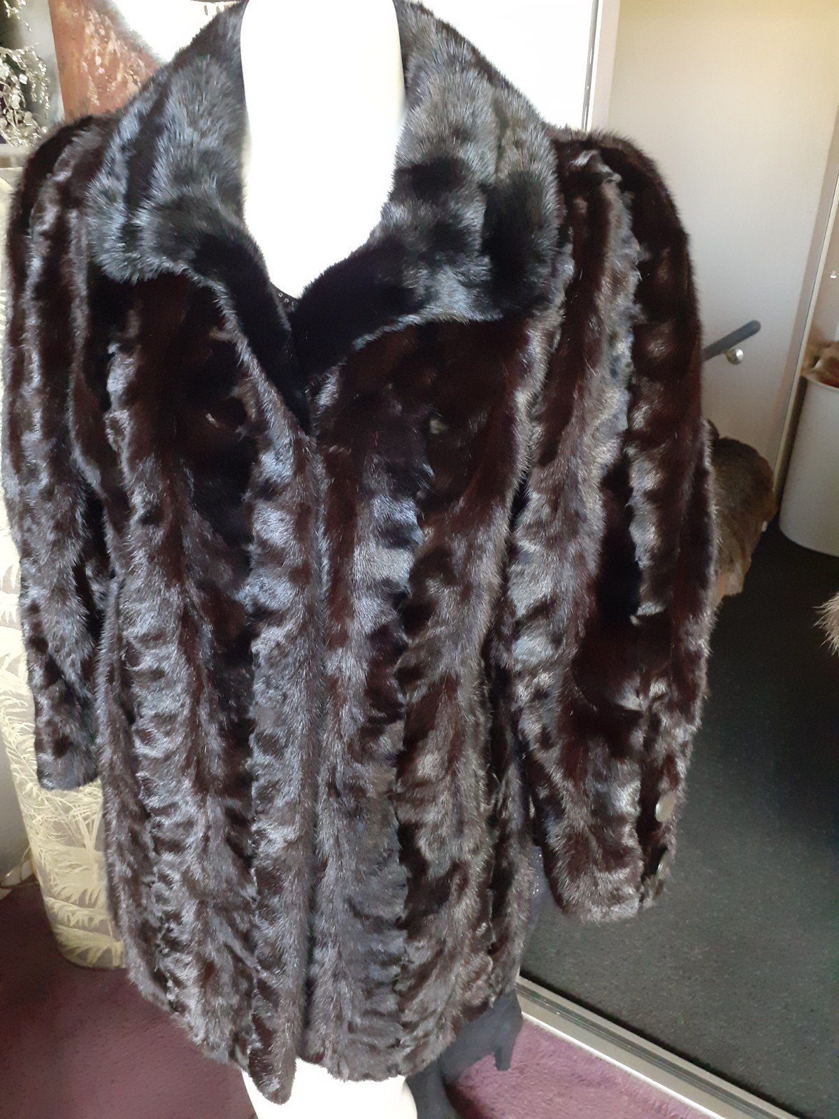 Prachtige donkere echte mink bontjas bont jas bontmantel L, Kleding | Dames, Jassen | Winter, Ophalen of Verzenden, Zo goed als nieuw