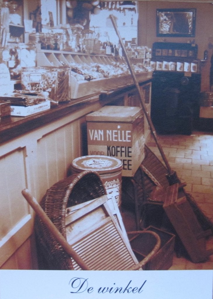 Nieuwe ansichtkaart van oude winkel met van Nelle blik, Ophalen of Verzenden, 1980 tot heden, Ongelopen, Overige thema's