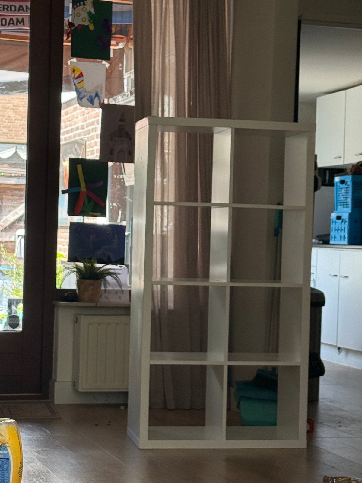 IKEA Kallax/Expedit kast met 8 vakken en krassen, Ophalen, Met plank(en), Gebruikt, 100 tot 150 cm