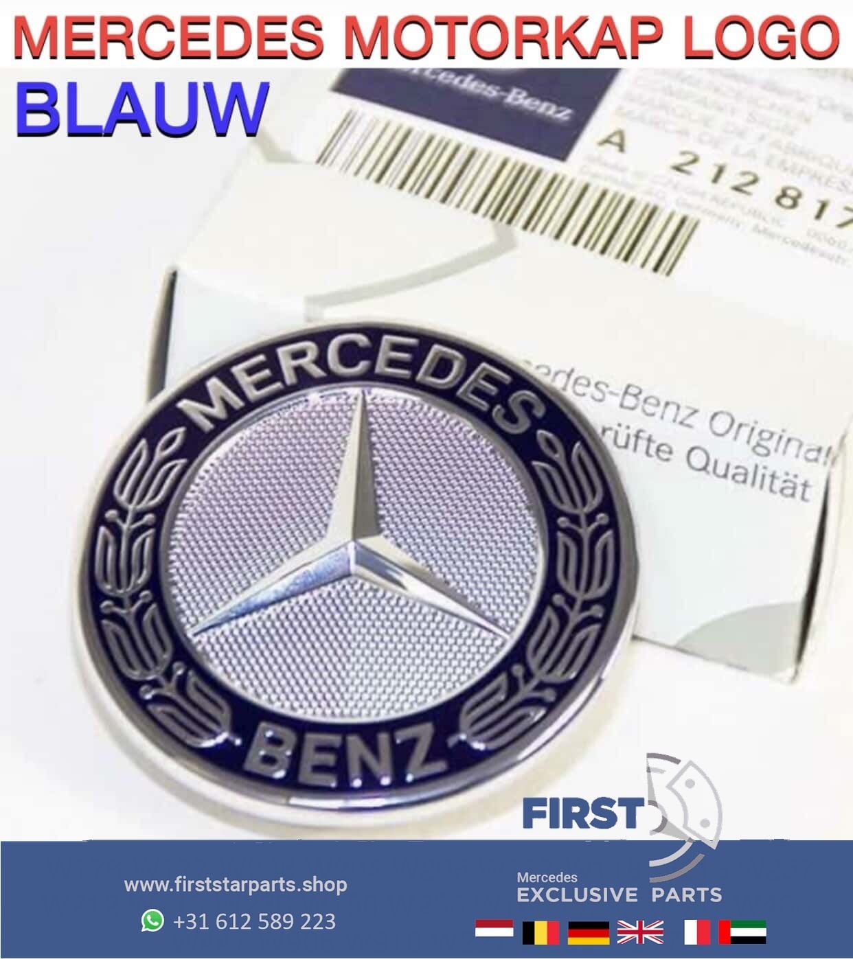 Mercedes MOTORKAP LOGO BLAUW EMBLEEM W176 W177 W246 W247 W11, Gebruikt, -, Ophalen of Verzenden, -