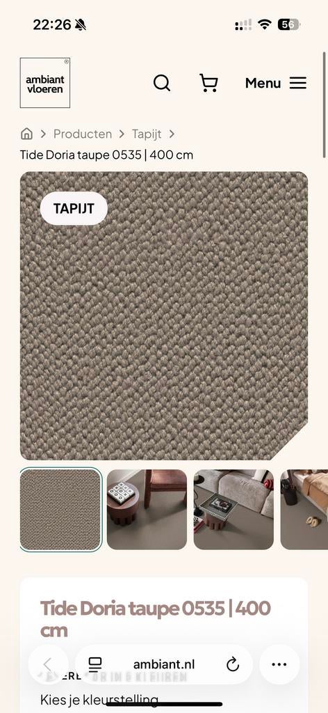 Ambiant Tide Doria taupe tapijt NIEUW | 400 cm bij 3,5 meter, Bruin, Nieuw, Ophalen of Verzenden, 200 cm of meer