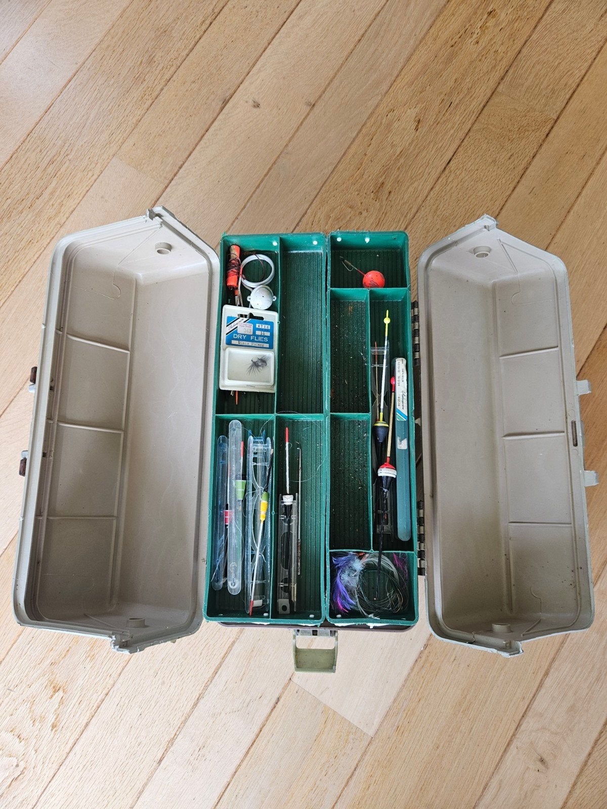 Vintage Visgerei Koffer met Complete Uitrusting, Ophalen of Verzenden, Gebruikt