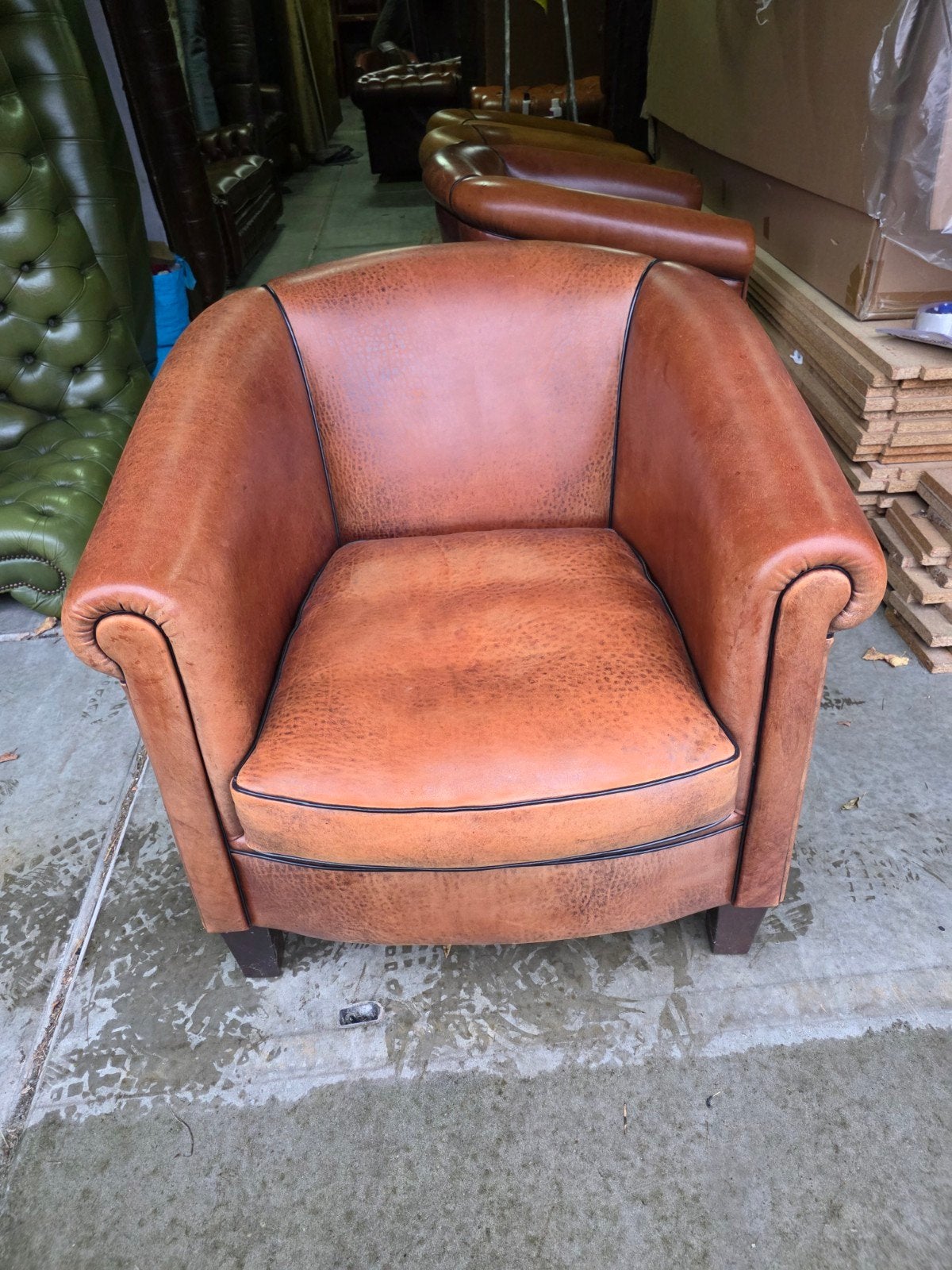 Nette Schapenleren club fauteuil + BEZORGING GRATIS, Huis en Inrichting, Gebruikt, ., Ophalen of Verzenden, .