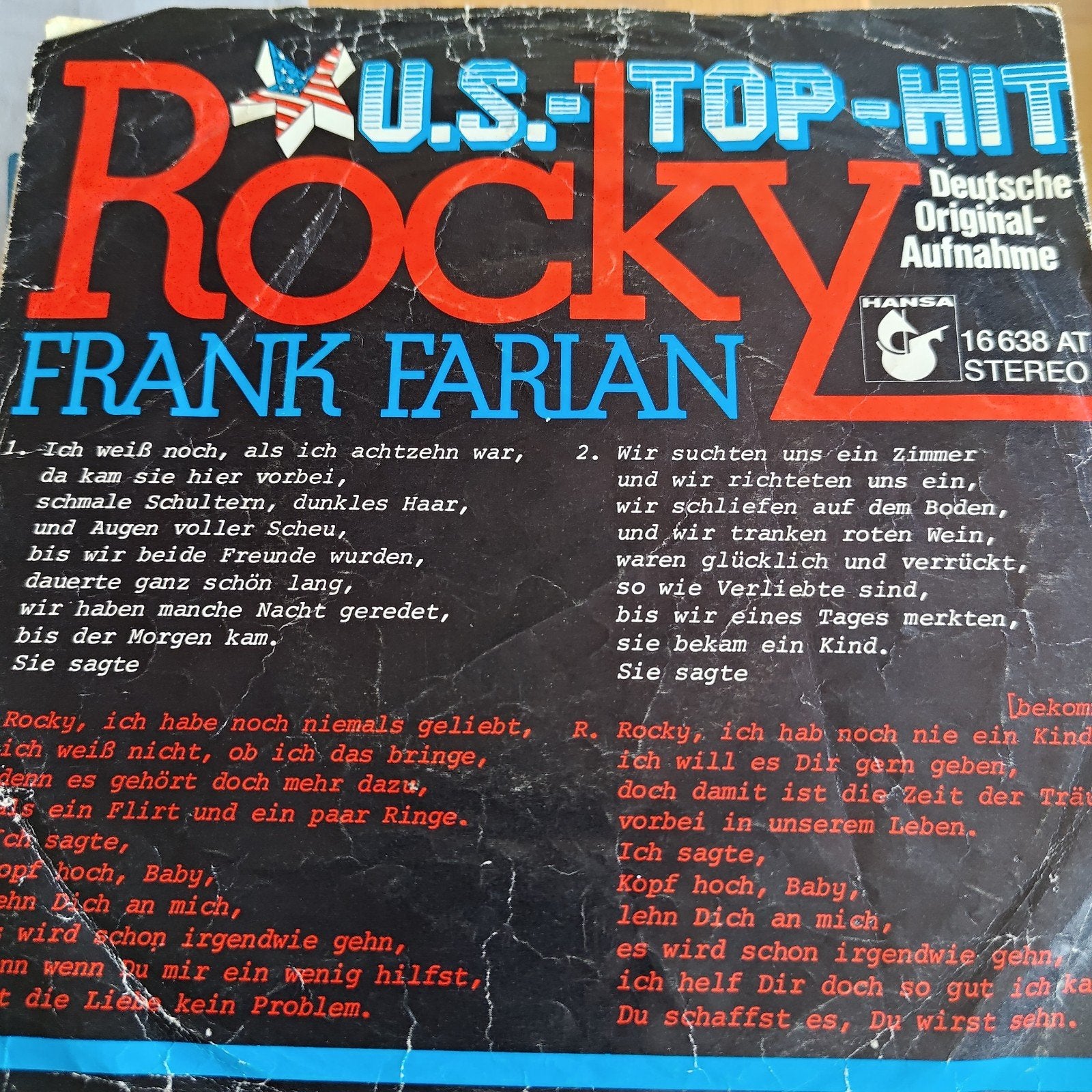 Frank Farian - Rocky (U.S.-Top-Hit) Vinyl Single, Gebruikt, 7 inch, Ophalen of Verzenden, Pop
