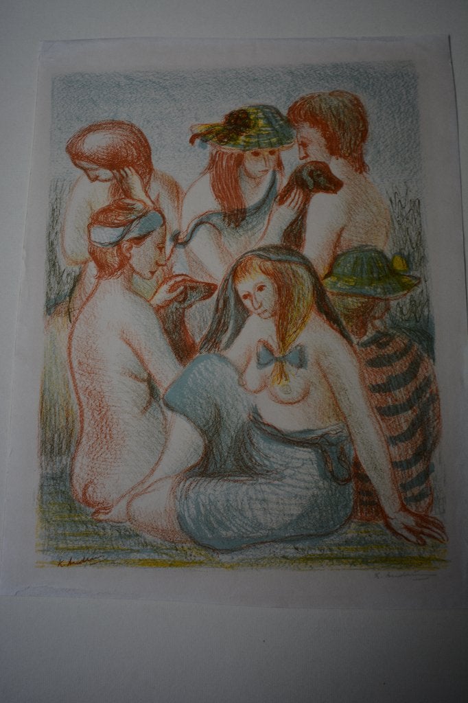 BAADSTERS KEES ANDREA (1) LITHO GESIGNEERD 1947 SP4, Dagelijks leven, Origineel, Ophalen of Verzenden, 36 cm