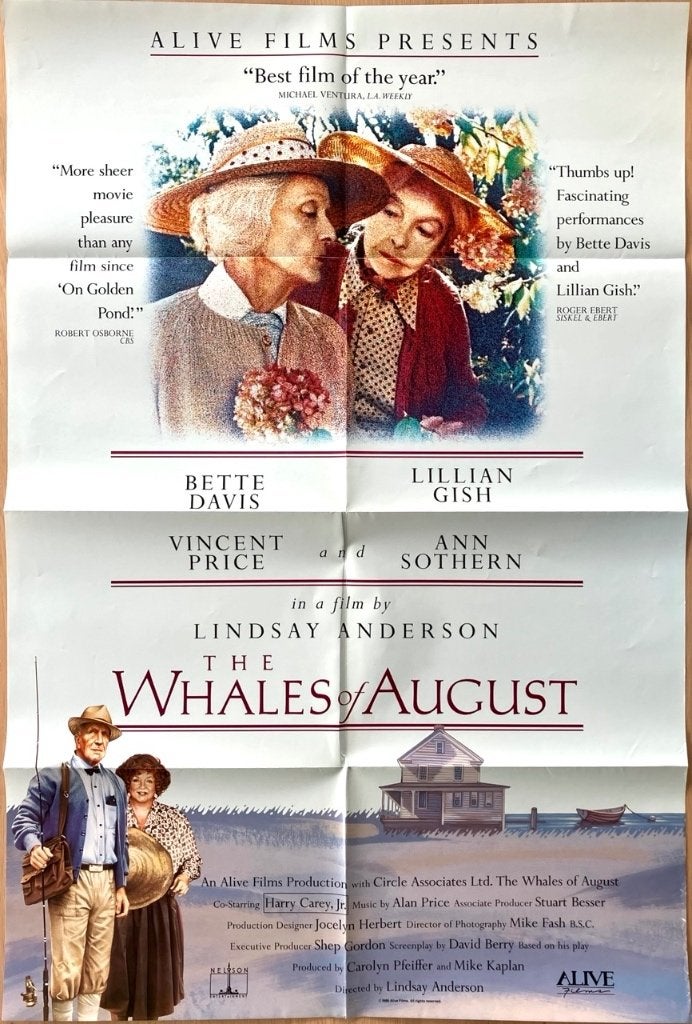 The Whales of August (1987) - Originele filmposter, Verzamelen, Ophalen of Verzenden, Zo goed als nieuw, A1 t/m A3, Film en Tv