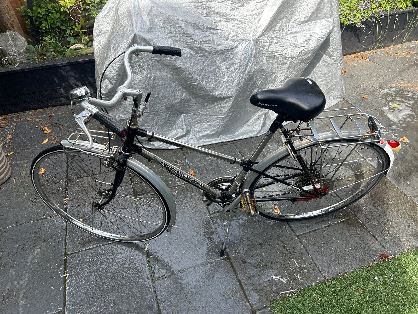 Bridgestone Submariner Damesfiets RVS Frame Jaren '80, 47 tot 51 cm, Ophalen, Trommelrem, Jaren '60 of nieuwer