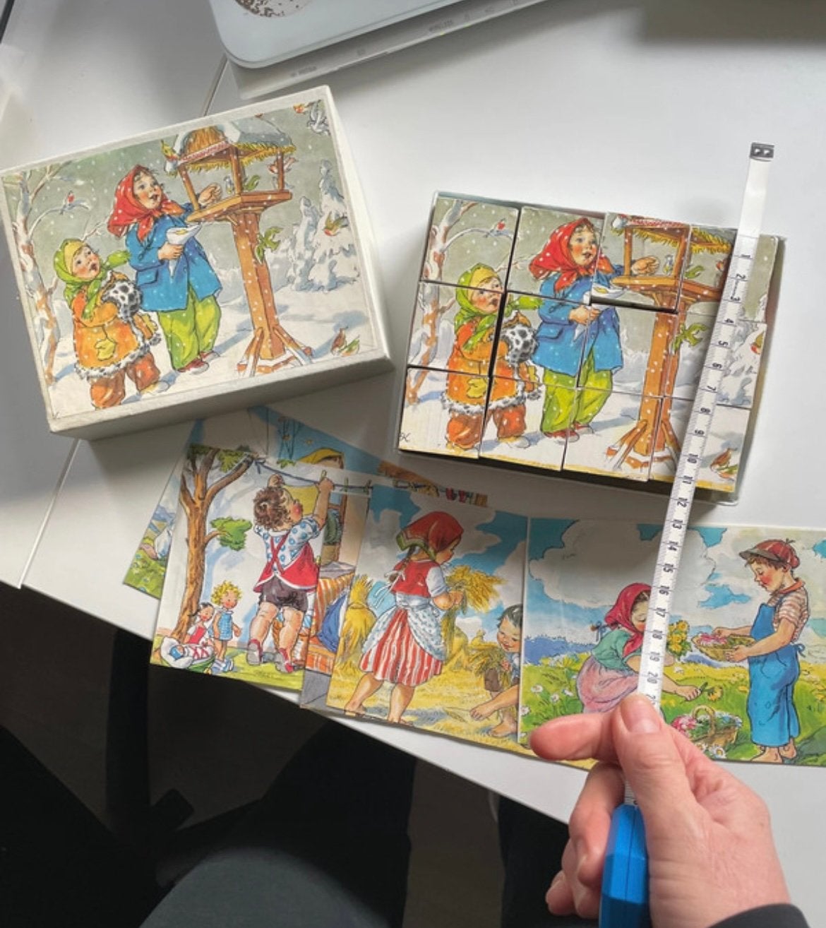Antieke brocante blokkenpuzzel, Antiek en Kunst, Curiosa en Brocante, Ophalen of Verzenden
