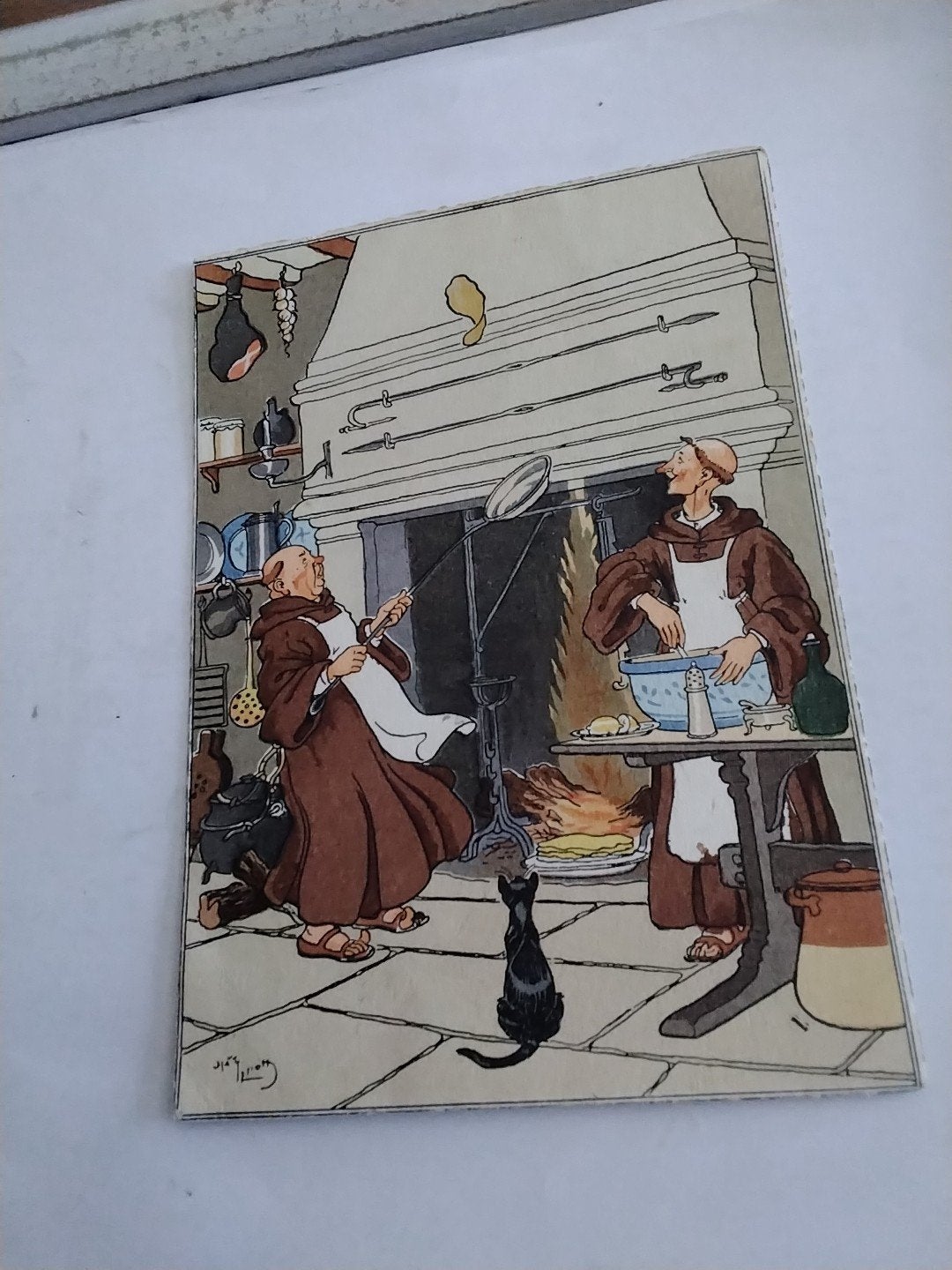 Oude kaart: Monniken Bakken Pannenkoeken Harry Eliott, Verzamelen, Ophalen of Verzenden, Voor 1920, Ongelopen