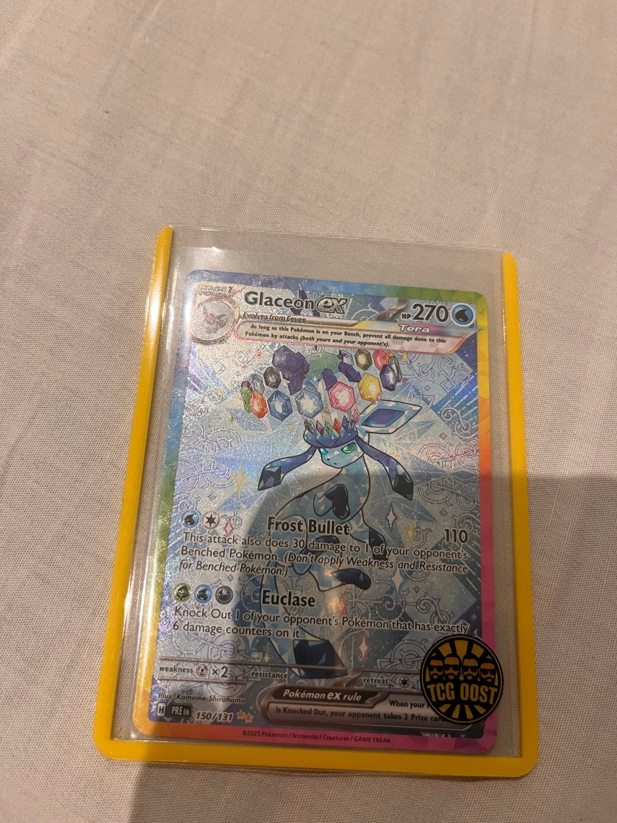 Glaceon EX 150/131 Prismatic Evolution Pokémon Kaart, Ophalen of Verzenden, Zo goed als nieuw, Losse kaart, Foil