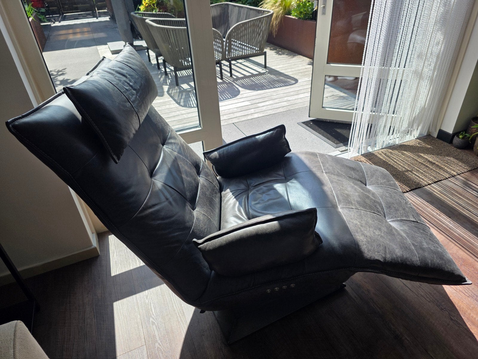 Chill-Line Relaxfauteuil - Inclusief Lader, Gebruikt, Zwart, Leer, Ophalen of Verzenden