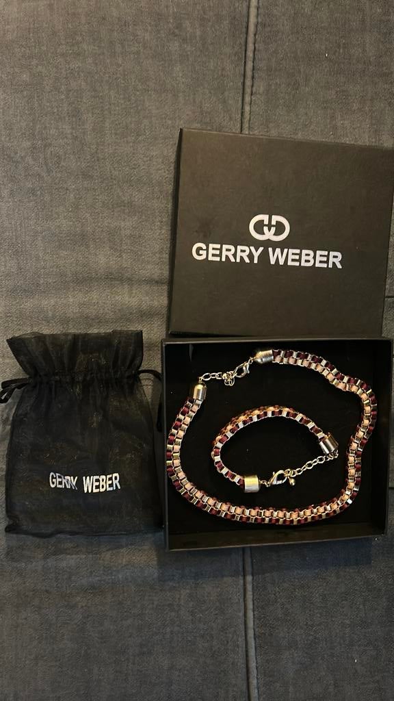 Gerry weber ketting en armband bordeaux rood/goudkleurig, Sieraden, Tassen en Uiterlijk, Kettingen, Ophalen of Verzenden, Zo goed als nieuw
