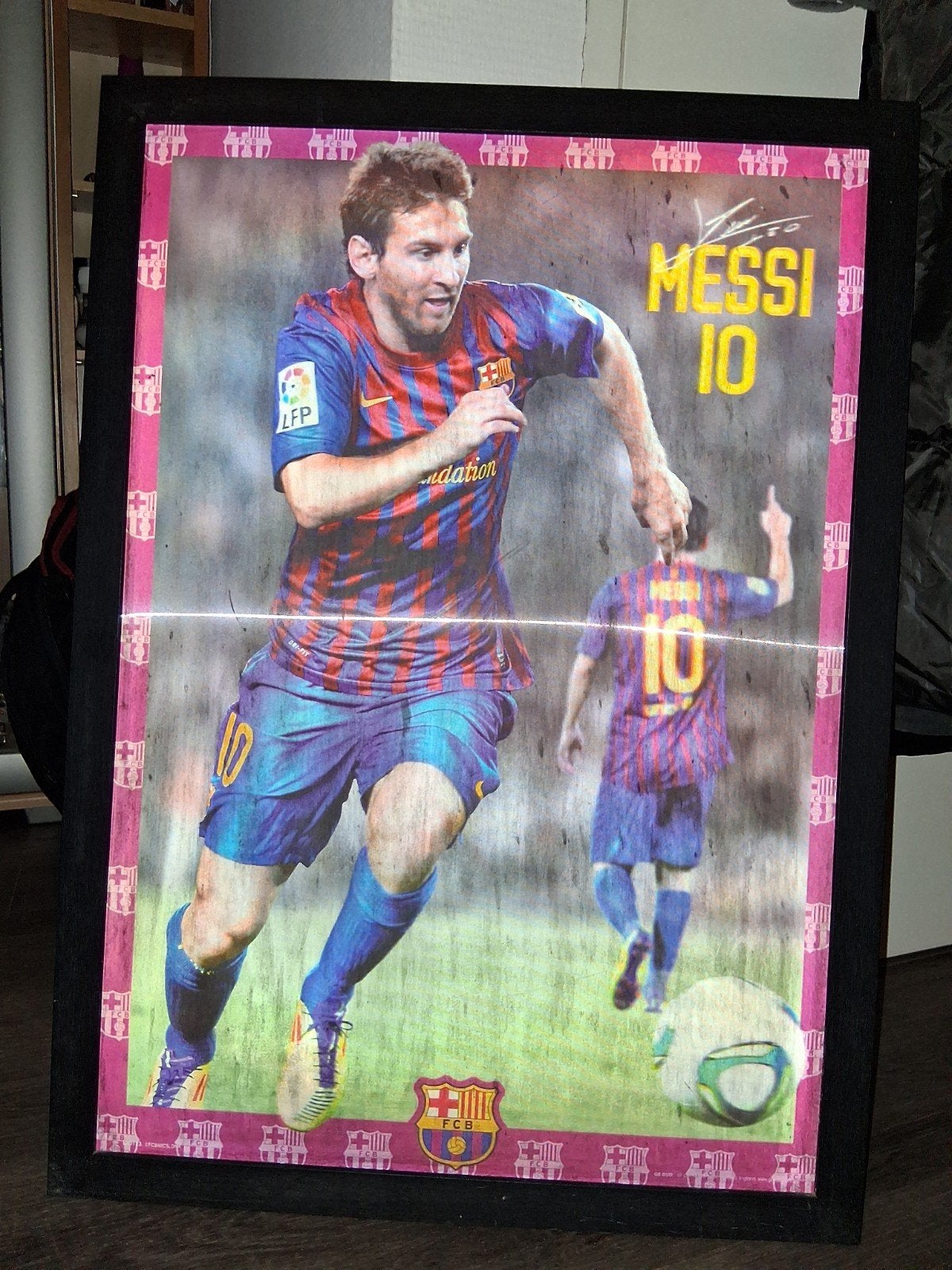 Een 3 D  Ingelijste poster Lionel Messi - FC Barcelona, Ophalen