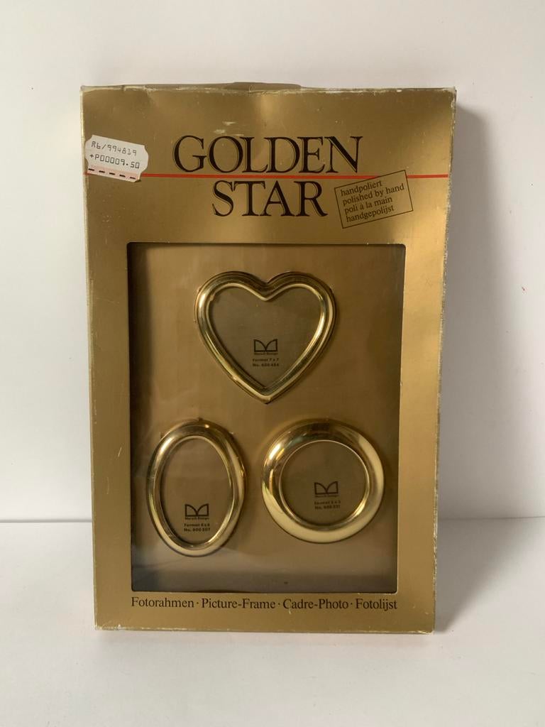 Golden Star Fotolijst Set - Hart, Ovaal, Rond - Handgepolijs, Ophalen of Verzenden, Nieuw