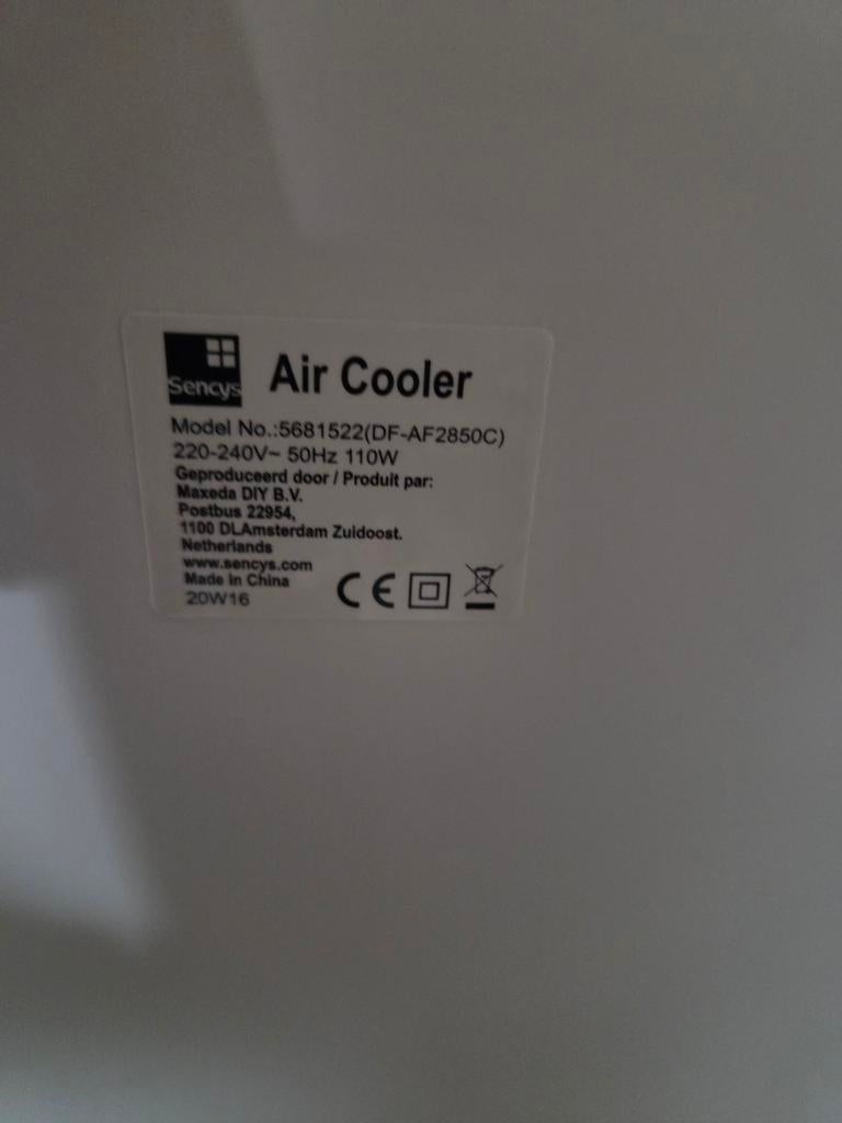 Sencys Air Cooler - Mobiele Airco/Luchtkoeler, Gebruikt, Minder dan 60 m³, Ventileren, 3 snelheden of meer
