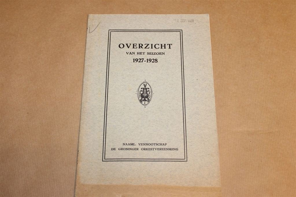 Groninger Orkestvereeniging - Overzicht seizoen 1927-1928, Ophalen of Verzenden, Zo goed als nieuw