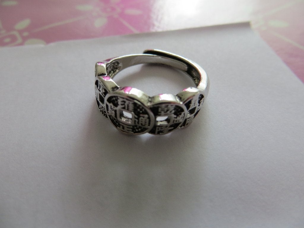 ring/Chinese ring/China/Geluks munt Ring zilverkleurig/cadea, Sieraden, Tassen en Uiterlijk, Ringen, Overige materialen, Nieuw