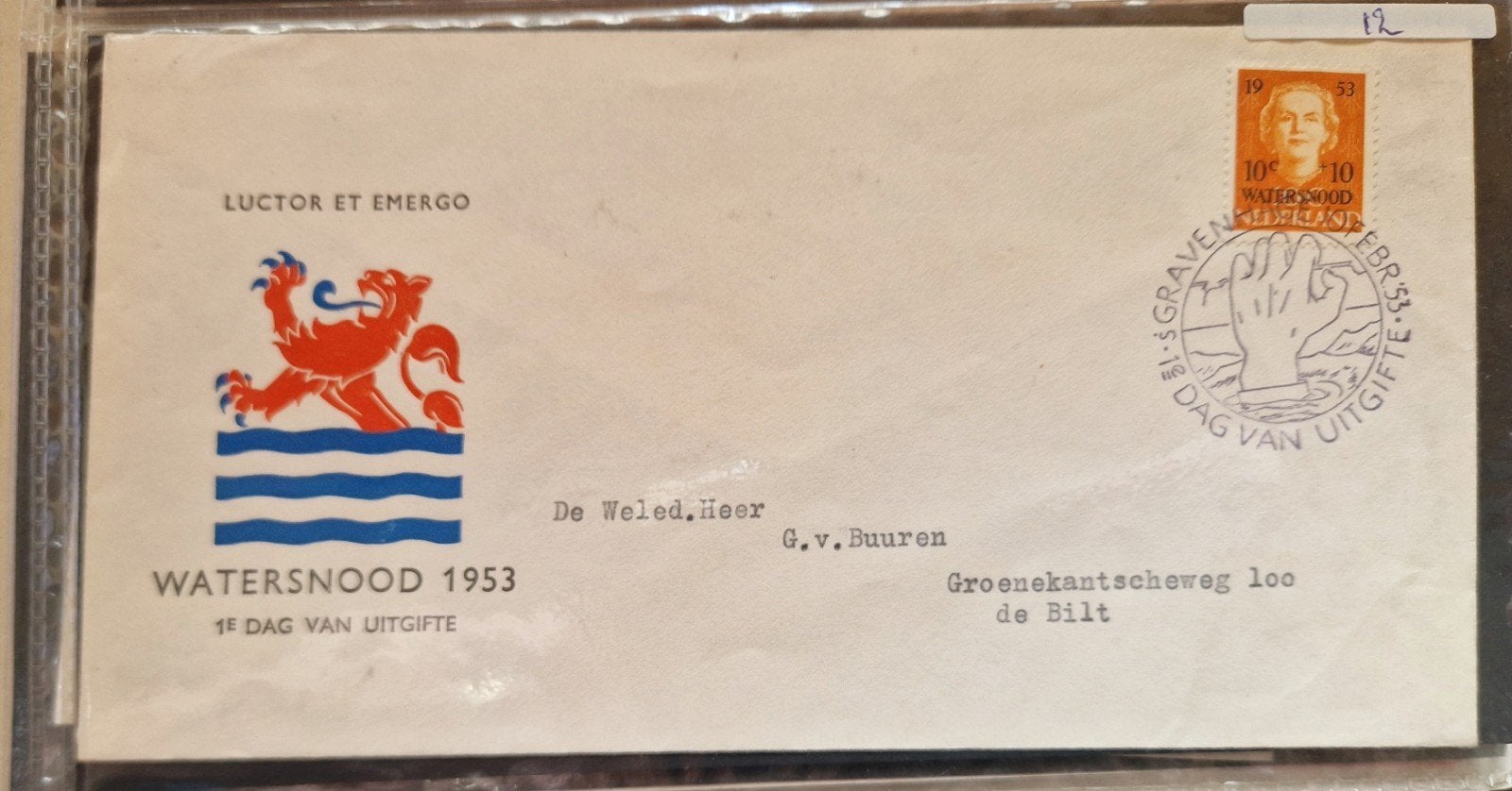 FDC E12 open klep, Ophalen of Verzenden, Beschreven, Nederland