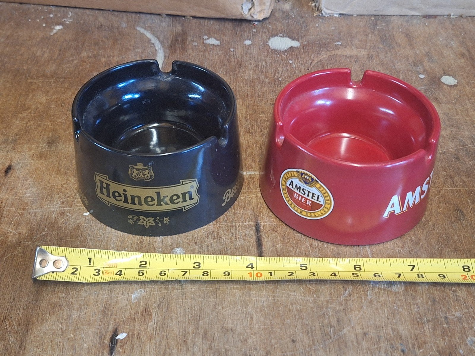 Vintage Heineken + Amstel asbakken Made for Italy jaren 80, Verzamelen, Ophalen of Verzenden