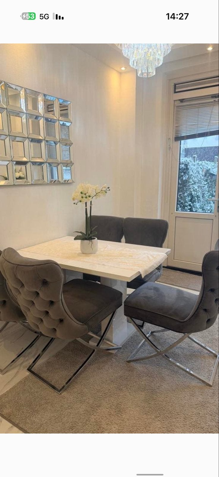 Moderne 5 eetstoelen, Ophalen of Verzenden, Gebruikt, Metaal