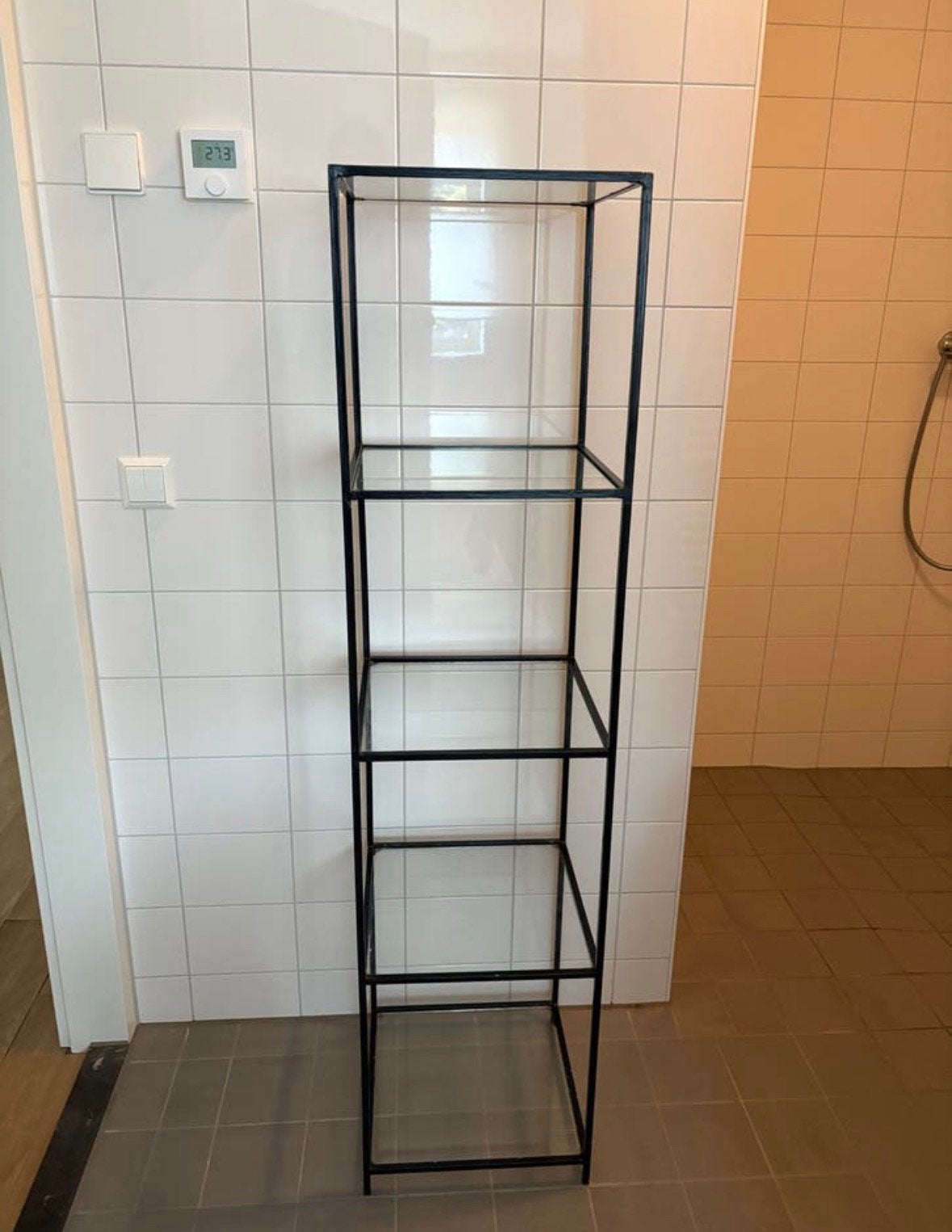 Zwart metalen badkamer rekje 145x35x35cm, Ophalen, Zo goed als nieuw