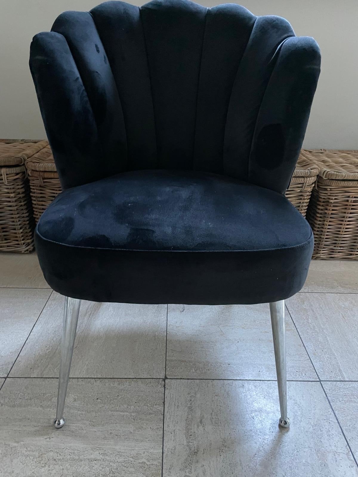 4 eetkamerstoelen, Richmond, Pippa, zwart met zilveren poten, Ophalen, Gebruikt, Zwart, Stof