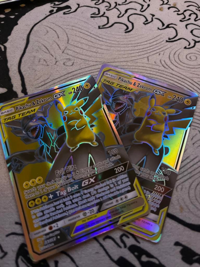 2 Pikachu & Zekrom GX Pokémon kaarten (ook los), Ophalen of Verzenden, Zo goed als nieuw, Meerdere kaarten