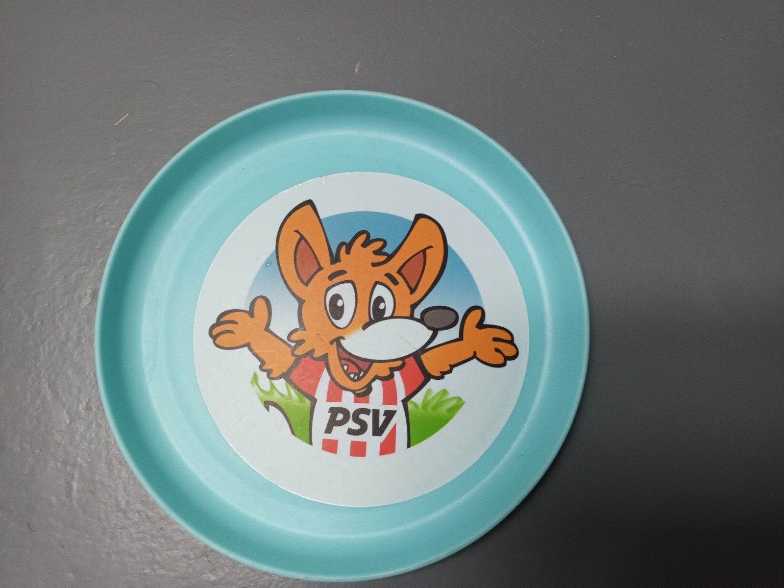 Kinderbordje plastic kunststof PSV Phoxy bord bordje, Huis en Inrichting, Keuken | Tupperware, Gebruikt, Overige typen, Blauw