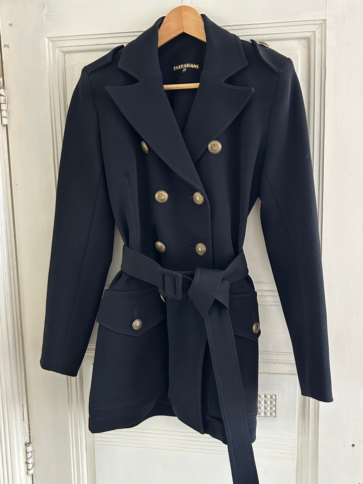 Zwarte coat Puck&Hans, Ophalen of Verzenden, Zo goed als nieuw, Maat 36 (S), Zwart