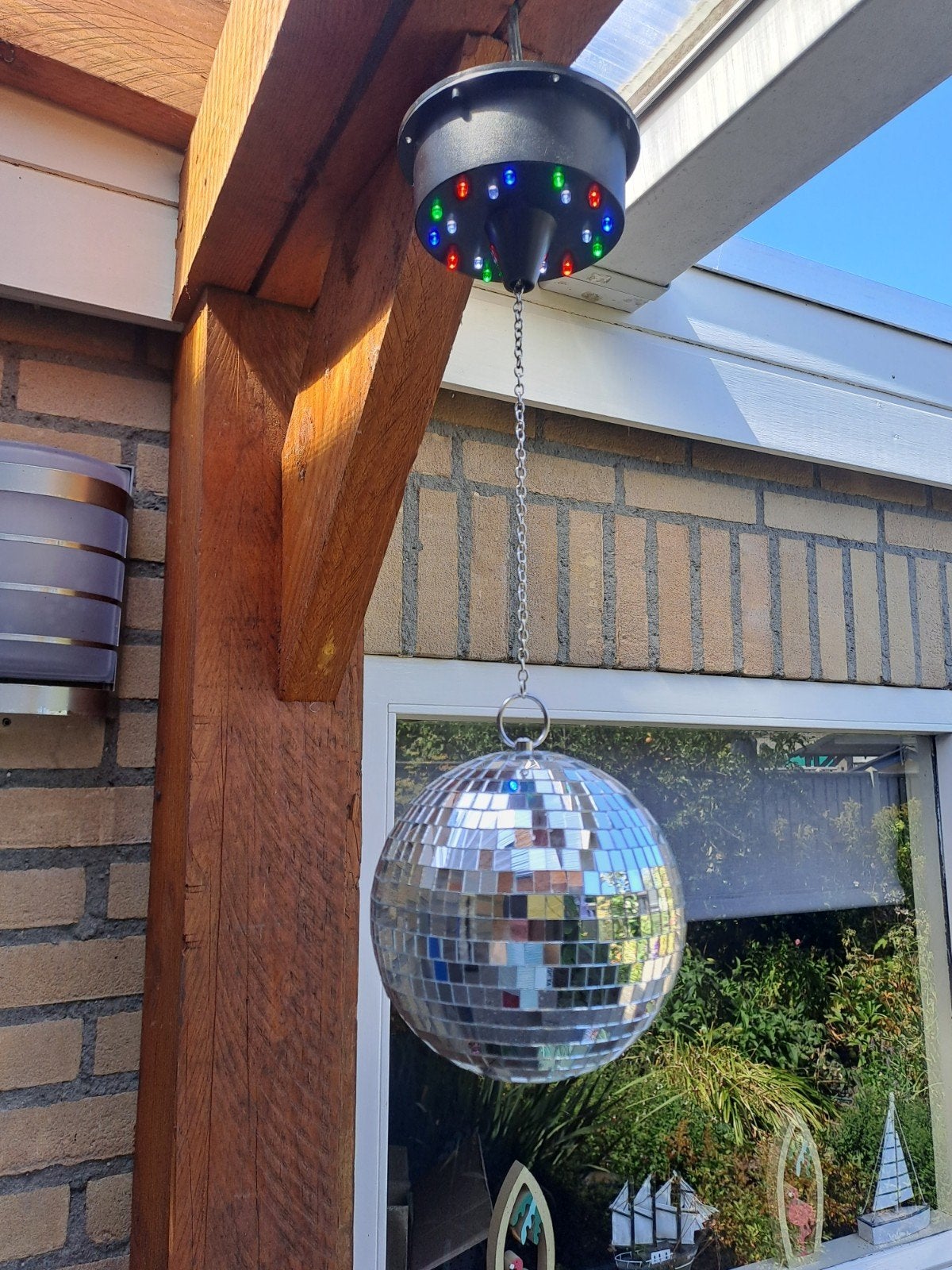 Discolamp met spiegelbol en LED-verlichting, Ophalen of Verzenden, Gebruikt