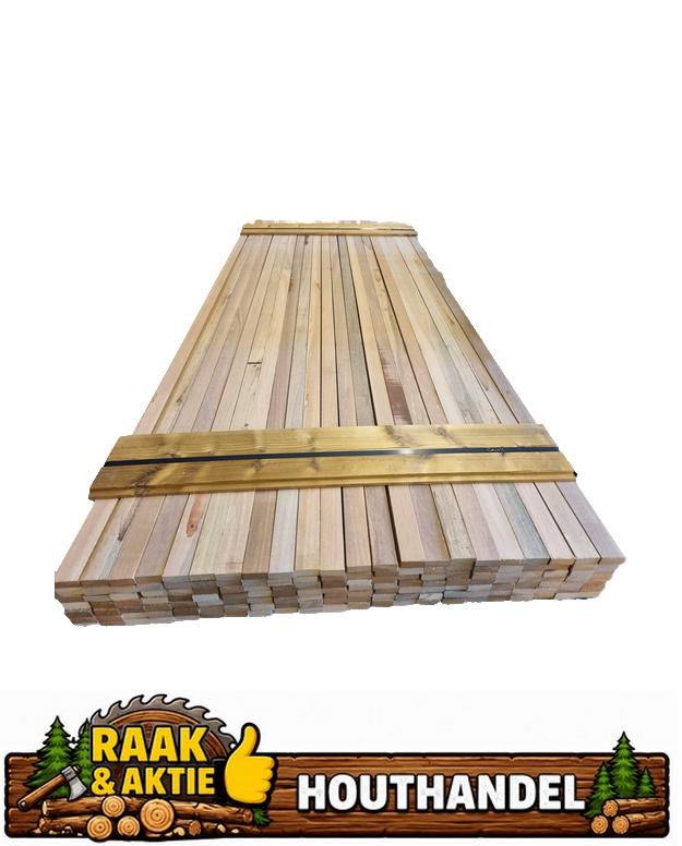 154 Hardhouten latten - geschaafd 1.9x4.5 cm - nr: HP200, Tuin en Terras, Palen, Balken en Planken, Nieuw, Planken, 250 cm of meer