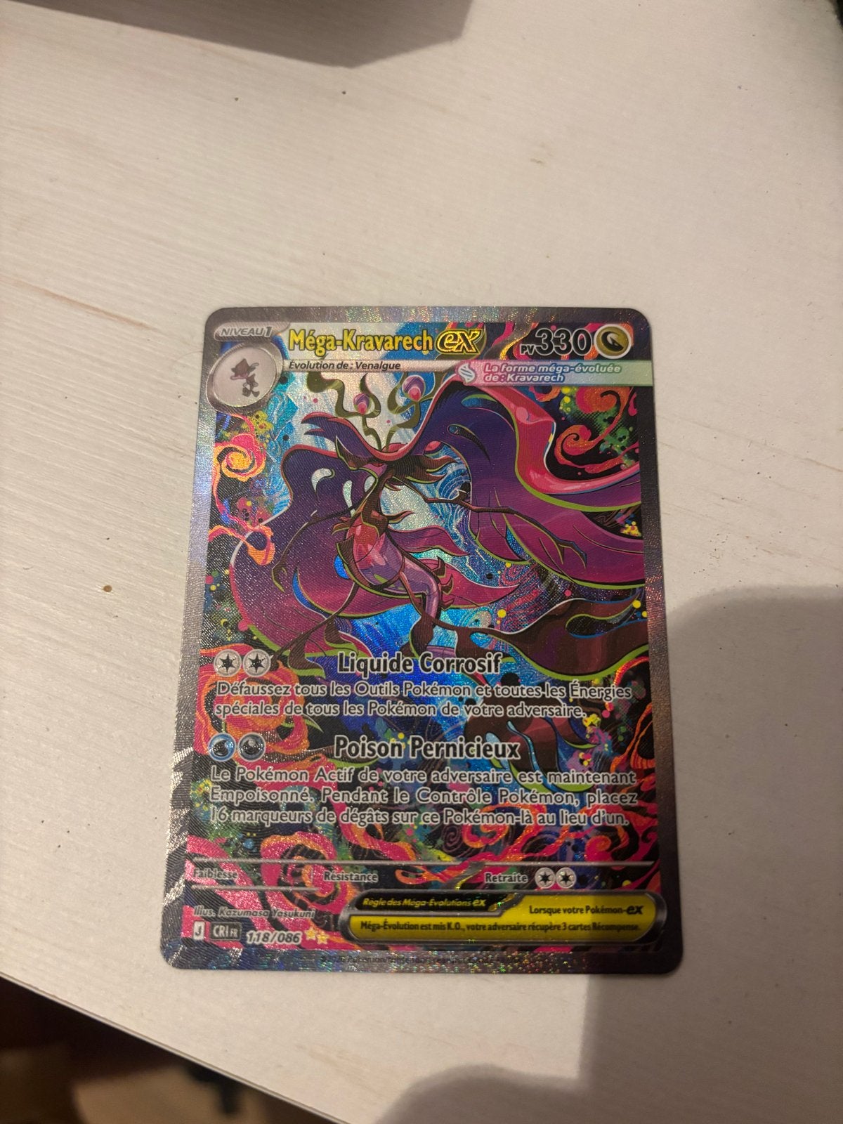 Pokémon Kaart Mega-Kravarech EX - Gekocht in Frankrijk, Hobby en Vrije tijd, Verzamelkaartspellen | Pokémon, Ophalen of Verzenden