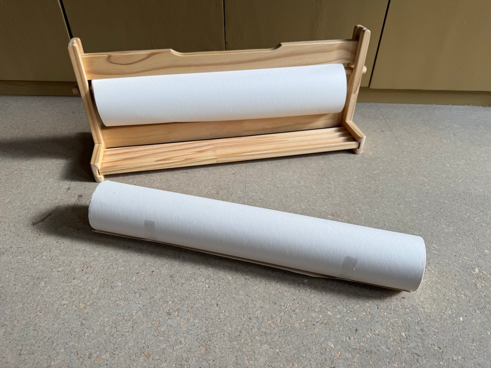 IKEA MÅLA Papierrolhouder met extra papierrol, Ophalen, Gebruikt, Beige, Hout