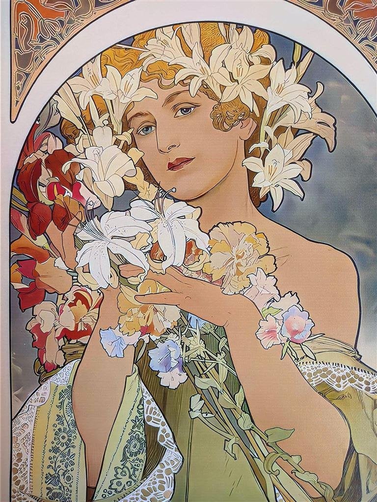 Litho Alphonse Mucha flowers Jugendstil Print Poster, Verzenden