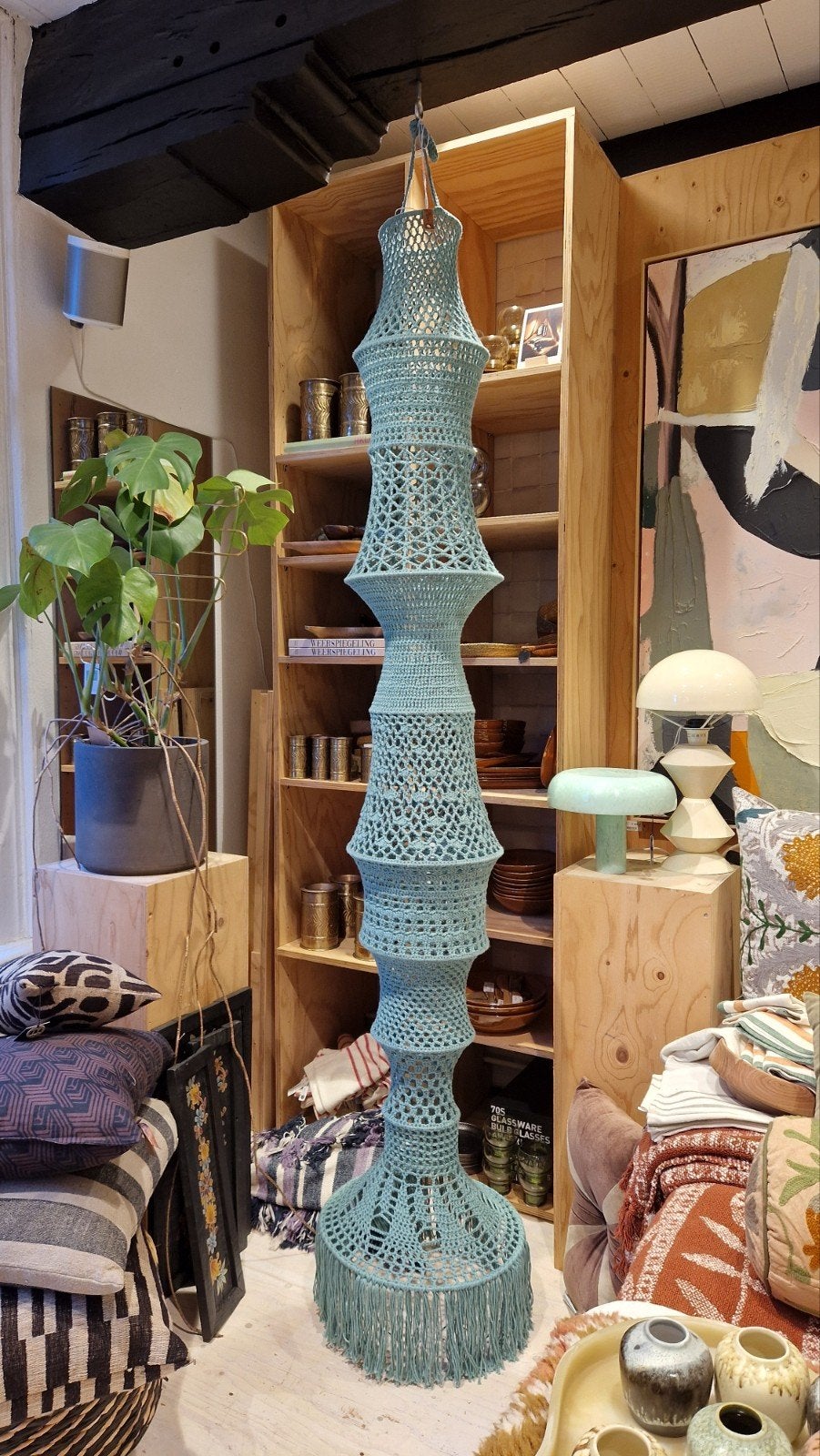 Handgehaakte Fishermanslamp, Groen, Boho, Nieuw, Ophalen of Verzenden