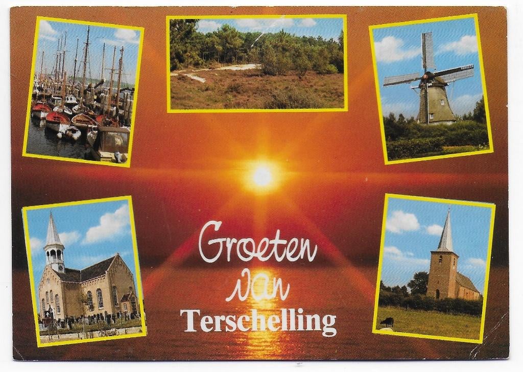 Terschelling gelopen ansichtkaart ( B2601), Ophalen of Verzenden, 1980 tot heden, Gelopen, Waddeneilanden