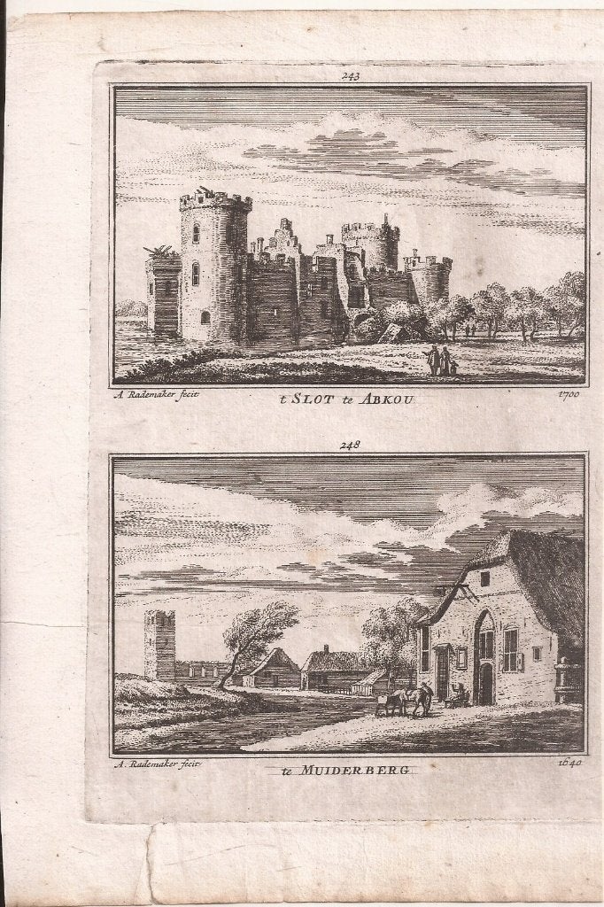't Slot te Abcoude en te Muiderberg Kopergravures Rademaker, Antiek en Kunst, Ophalen of Verzenden, 16 cm, Landschap, 10 cm